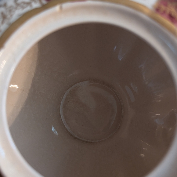 Arthur Wood Red and White Striped Porcelain Teapot with Gold Floral Design, 4278 - Picture 4 of 9